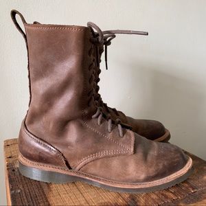 Dr. Martens Carlita Combat Moto Boots brown